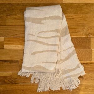 Animal Print Cream and Tan Fringed Scarf